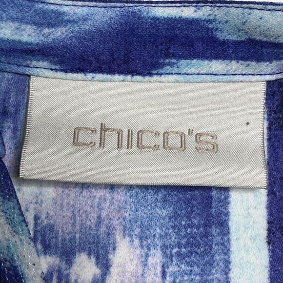 Chicos Woven Dreams Tulia Hi Lo Tunic Top Sequins Flowy Vibrant Size 0/US Small - Picture 10 of 14